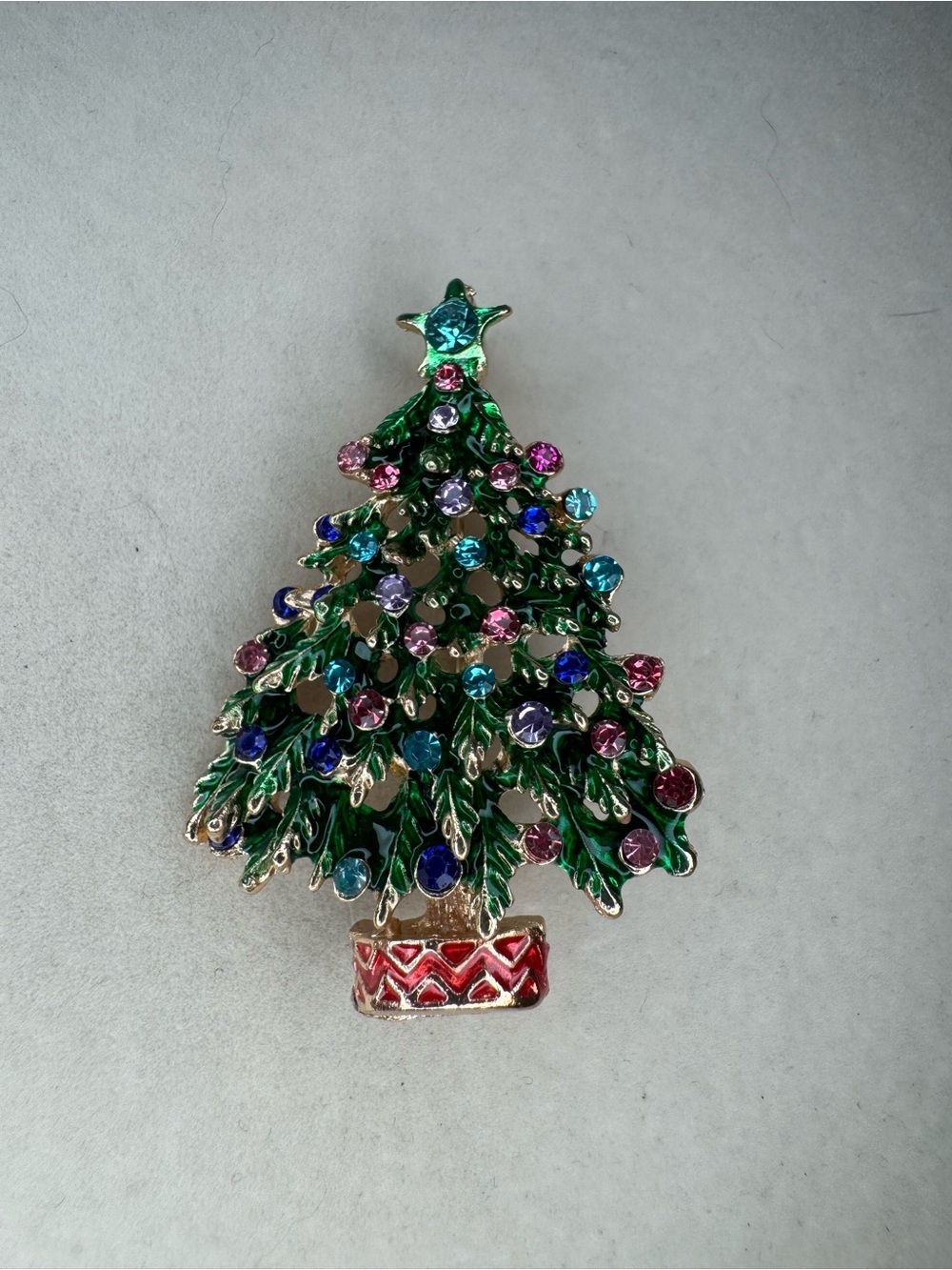 New Festive Multicolor Rhinestone Christmas Tree Brooch, Pendant